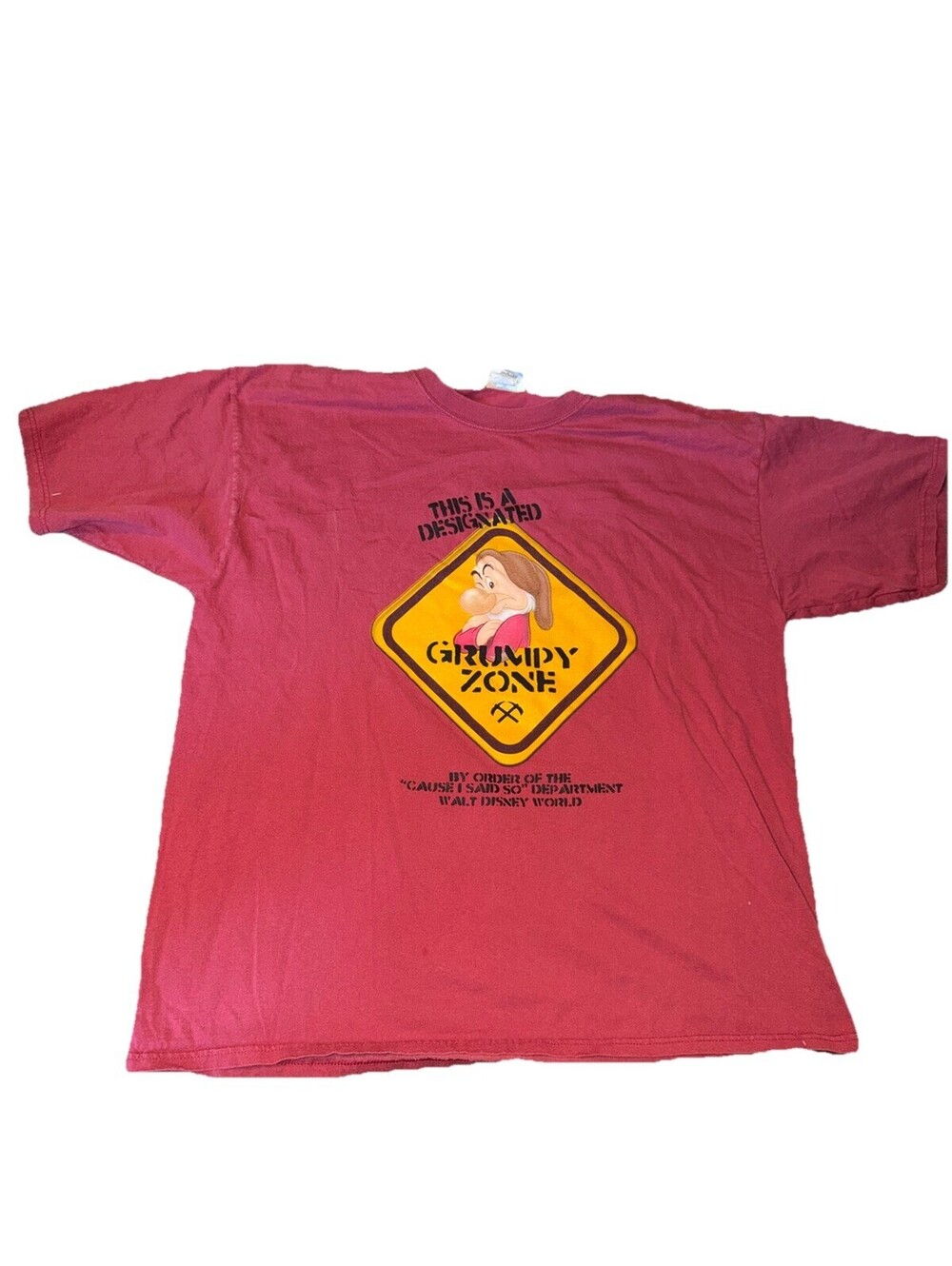 VTG Walt Disney World Designated Grumpy Zone Red Graphic Tee Mens Size 2XL